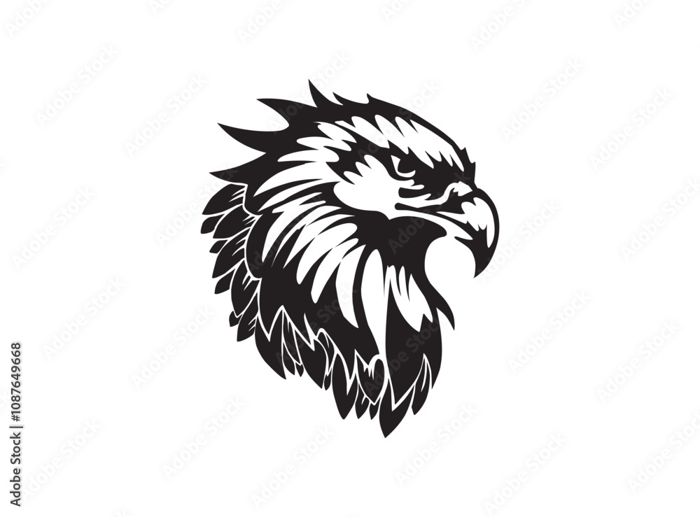 Obraz premium Eagle head silhouette vector illustration, head stylized logo
