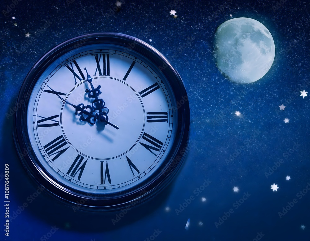 the clock with a moon background the clock with a moon background