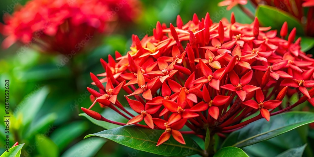 Stunning Chinese Ixora in Bloom - Red Floral Beauty Stunning Chinese Ixora in Bloom - Red Floral Beauty