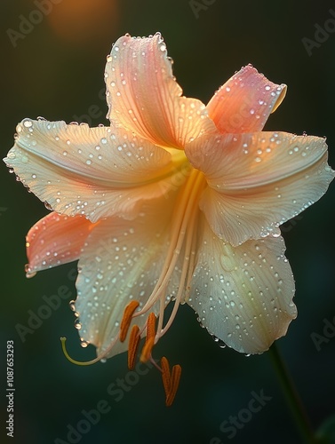 Pink and White Lily Flower with Sunset Background for Nature and Floral Designs Generative AI photo