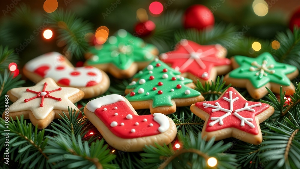 christmas cookies and christmas tree
