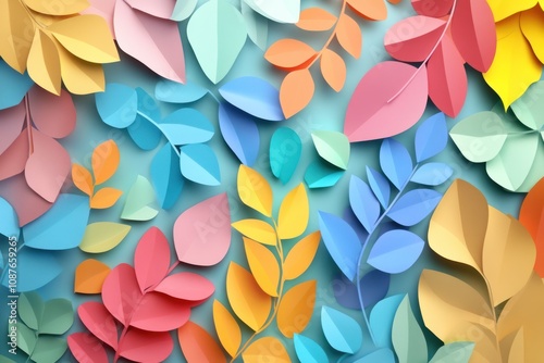 Wallpaper Mural Colorful Paper Leaves Arrangement Torontodigital.ca