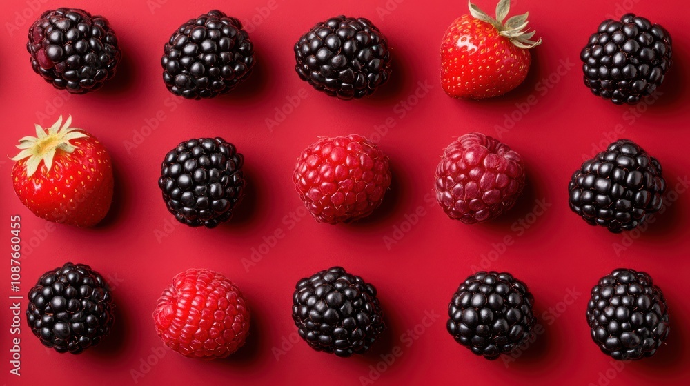 An arranged flat lay of assorted red fruits pops against a matching background, creating a stylish and delicious visual of fresh, vibrant produce. An arranged flat lay of assorted red fruits pops against a matching background, creating a stylish and delicious visual of fresh, vibrant produce.