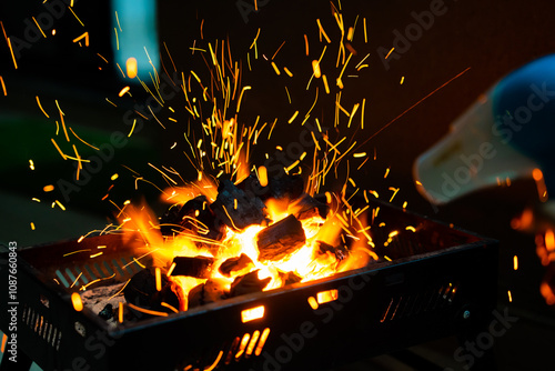 blacksmith working in a fire