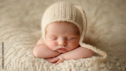 Newborn baby peacefully sleeping in a crib with soft, warm light, symbolizing the start of life