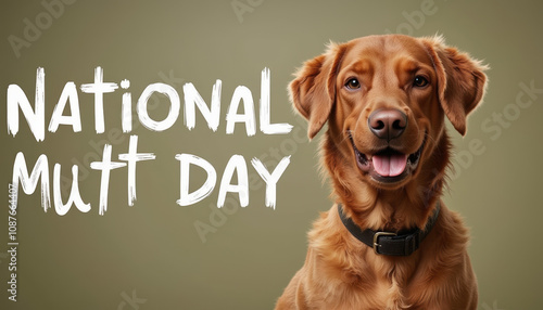 Captivating banner for National Mutt Day showcasing a happy dog, intended to enhance awareness and joy for mixed breed pets.