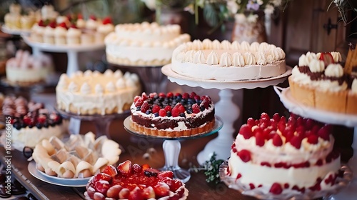 Lovingly arranged cakes and pies buffet