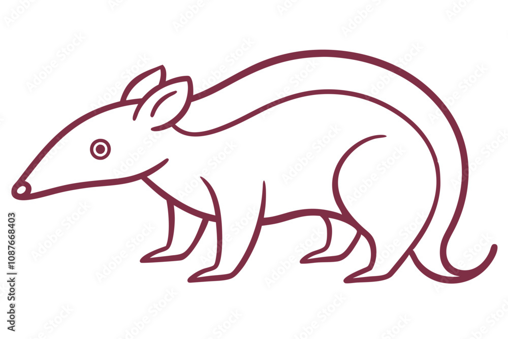 Minimalist Line Drawing of a Tenrec Simple and Elegant Animal Art
