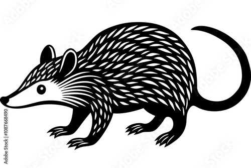 Minimalist Line Silhouette Drawing of a Tenrec Simple and Elegant Animal Art photo