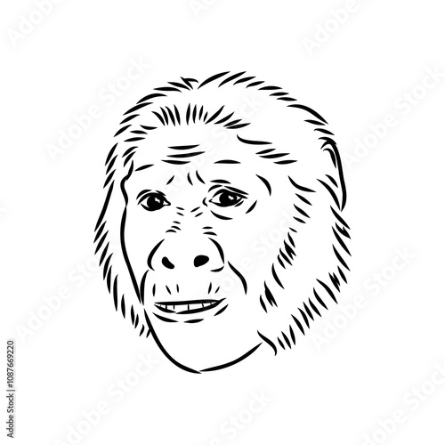 Australopithecus, vector sketchl. Graphic sketch. Vector