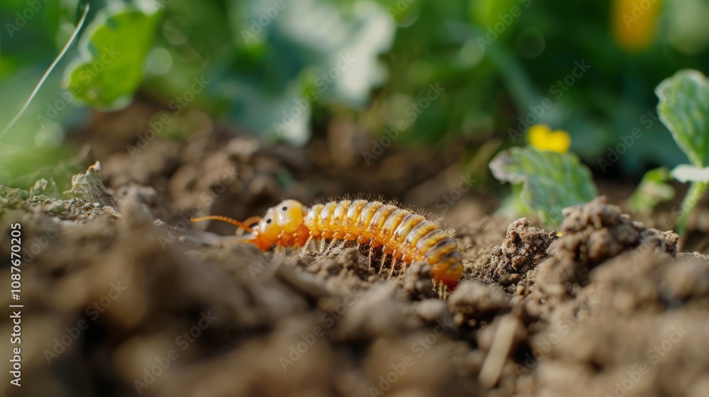 the caterpillar crawls on the ground. the caterpillar crawls on the ground.