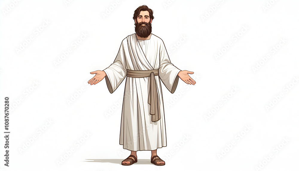 Jesus Christ in animation isolated on white background.nd. Jesus Christ in animation isolated on white background.nd.