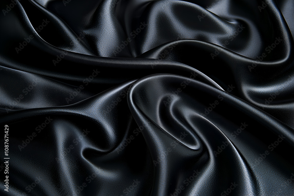 Black velvet, silk or chiffon fabric with a shiny sheen, arranged in a embossed pattern to reflect light beautifully, suitable for use as a background or wallpaper. Black velvet, silk or chiffon fabric with a shiny sheen, arranged in a embossed pattern to reflect light beautifully, suitable for use as a background or wallpaper.