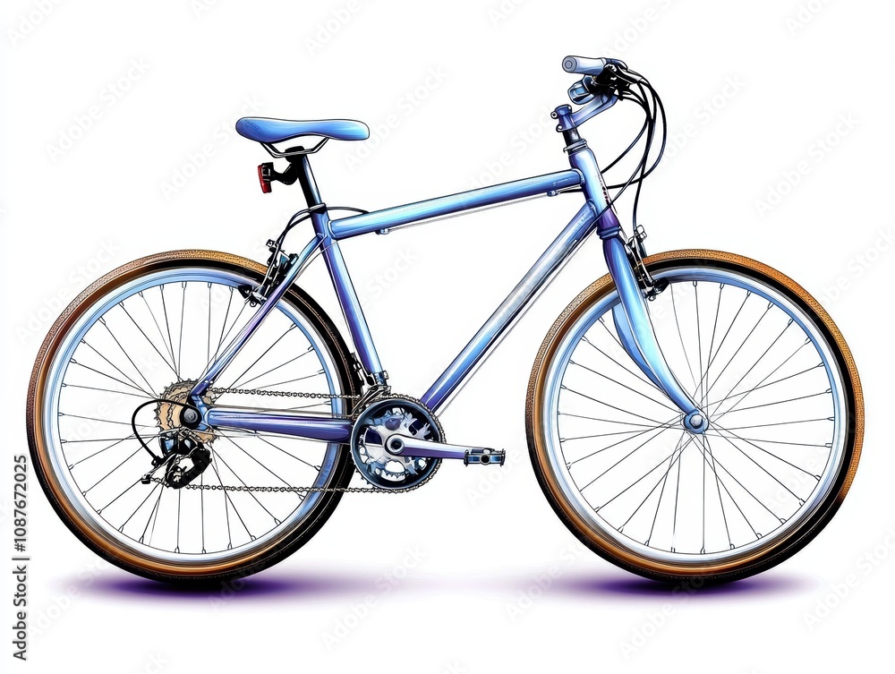 Bicycle with blue frame and brown tires on a white isolate background. Bicycle with blue frame and brown tires on a white isolate background.