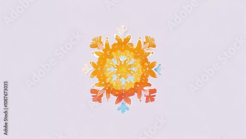  Illustration of a Multicolored Snowflake, Vibrant and Whimsical Winter Design