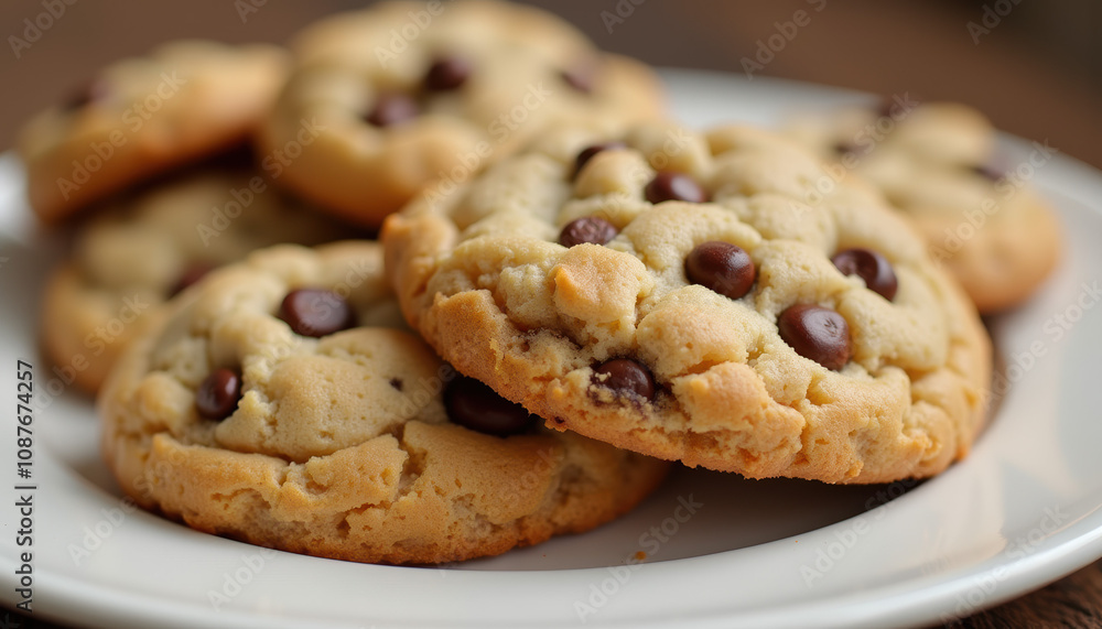 Enticing plate of chocolate chip cookies for National Cookie Day, highlighting the joy of homemade baking and delicious treats. Enticing plate of chocolate chip cookies for National Cookie Day, highlighting the joy of homemade baking and delicious treats.