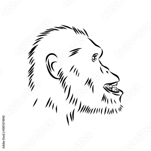 Australopithecus, vector sketchl. Graphic sketch. Vector