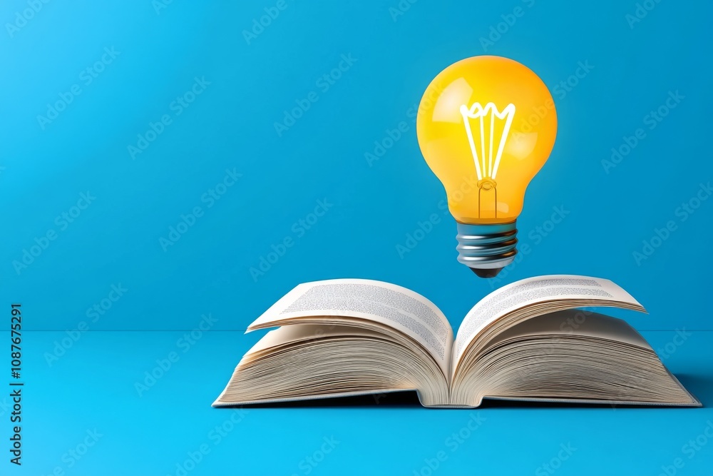 A minimalist icon of an open book with a glowing lightbulb above it, symbolizing adult education