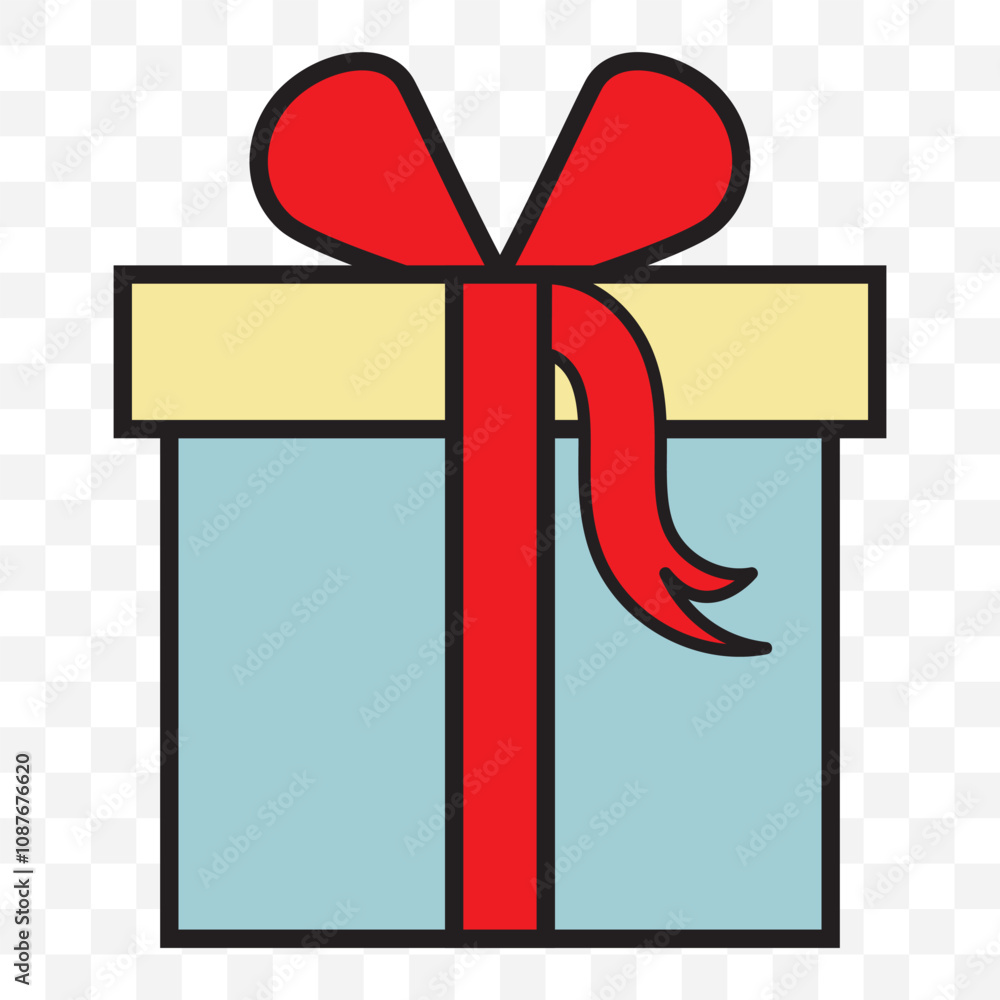 Gift box with satin ribbon for the holiday: New Year, Christmas, birthday. Vector illustration, flat 2d drawing. Gift icon, packaging. eps 10. Gift box with satin ribbon for the holiday: New Year, Christmas, birthday. Vector illustration, flat 2d drawing. Gift icon, packaging. eps 10.