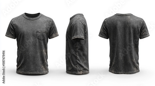 Vintage Wash Gray T-shirt Mockup. Generative AI