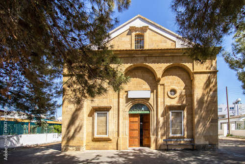 View of Ramadan mosque, church building in the morphou (guzelyurt) cyprus photo