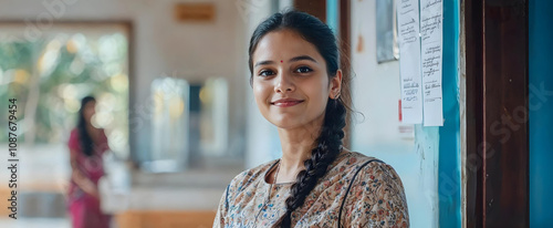 Portrait Of A Confident Indian Social Worker In A Modern Urban Setting generative ai