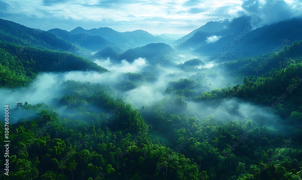 Aerial view Beautiful of morning scenery sea of cloud and the fog flows on high mountains.
Aerial view Beautiful of morning scenery sea of cloud and the fog flows on high mountains.