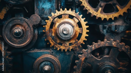 Close-up of gears turning, symbolizing the smooth function of reengineered business processes photo