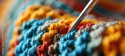 Colorful Crochet Project with Intricate Stitch Details for Craft Inspiration and Design