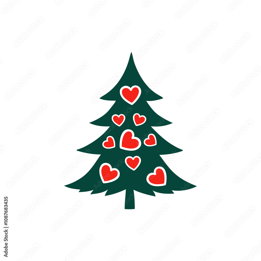 A beautiful tree with love shape Christmas design A beautiful tree with love shape Christmas design