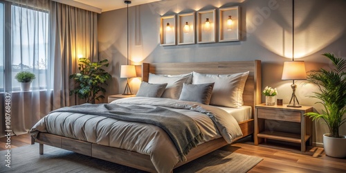 Warm Minimalist Bedroom Int...