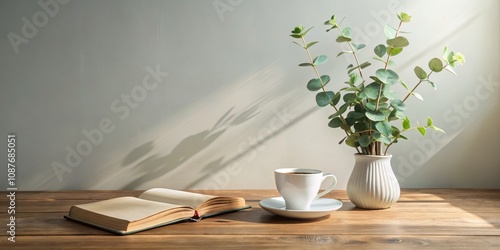 Sunlit Still Life Open Book...