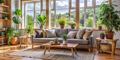 Sunlit Living Room with Pla...