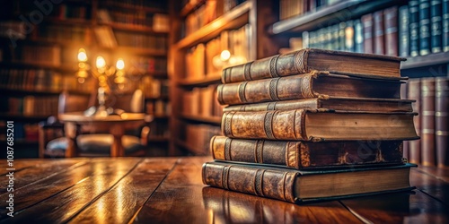 Stack of Antique Leather-Bo...