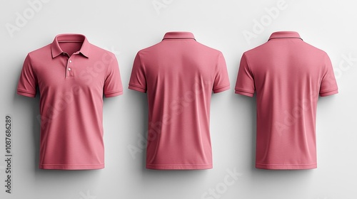 Wallpaper Mural Coral Polo Shirt Mockup Front Side and Back Display. Generative AI Torontodigital.ca