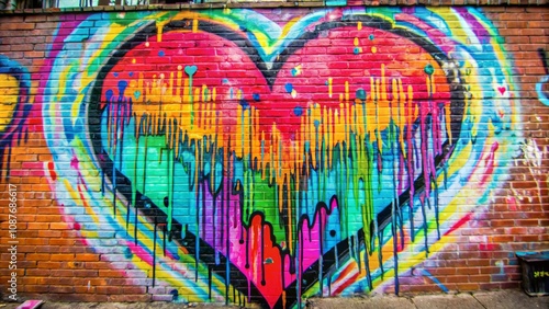 Colorful Graffiti Heart on ...