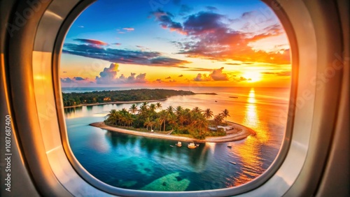 Aerial Sunset over Tropical...