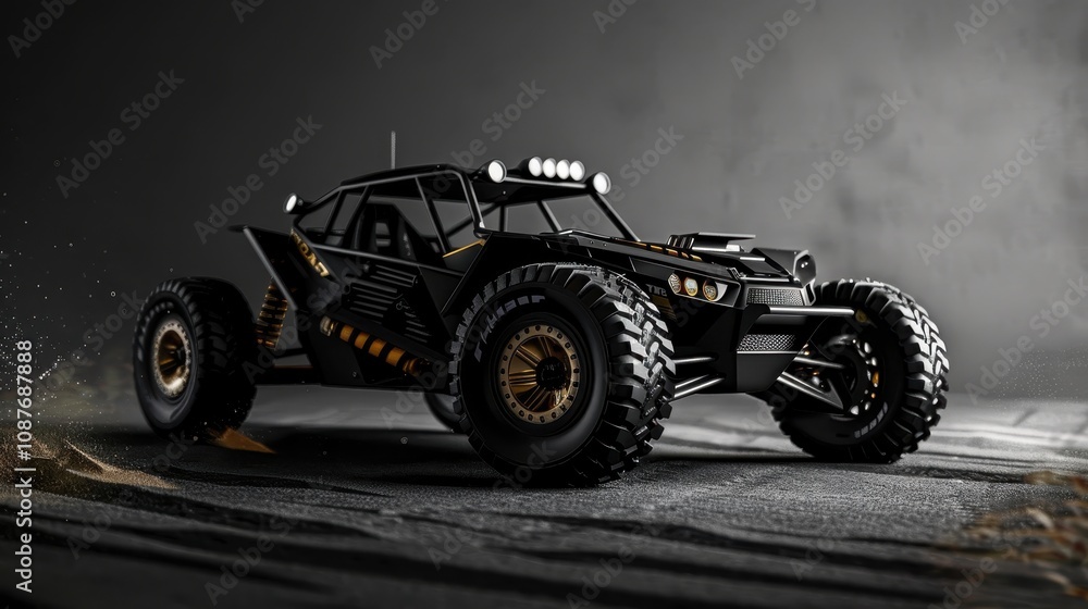 Concept car in black, a powerful sport model. Fast car with gold details, built for extreme speed. Concept car in black, a powerful sport model. Fast car with gold details, built for extreme speed.