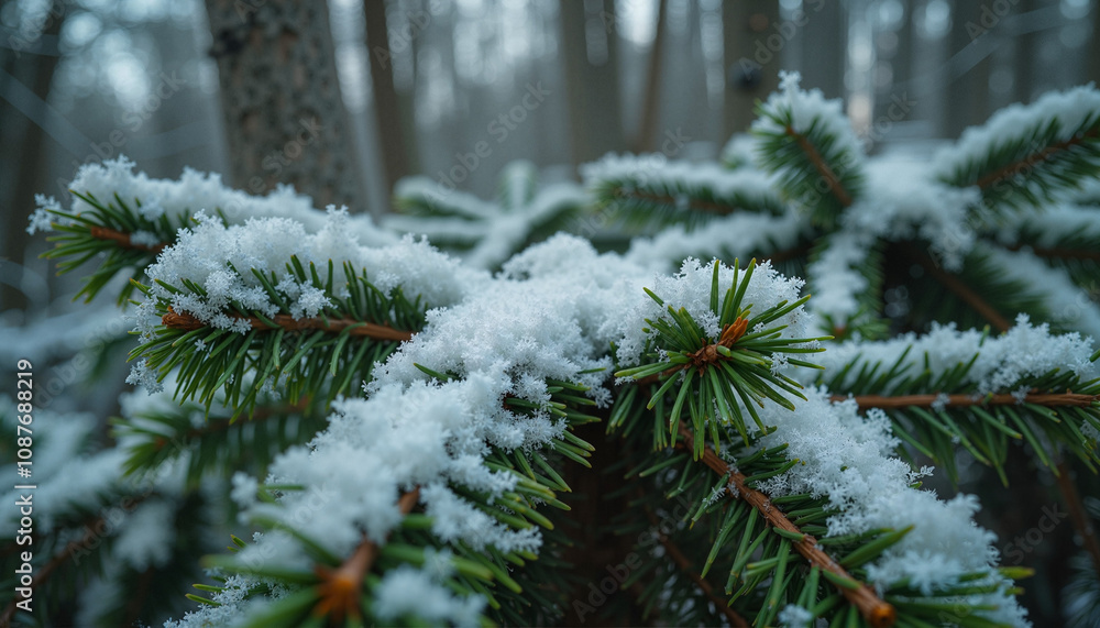 Fresh Snow-Covered Pine Branches in Serene Winter Forest Setting with Copy Space
Fresh Snow-Covered Pine Branches in Serene Winter Forest Setting with Copy Space