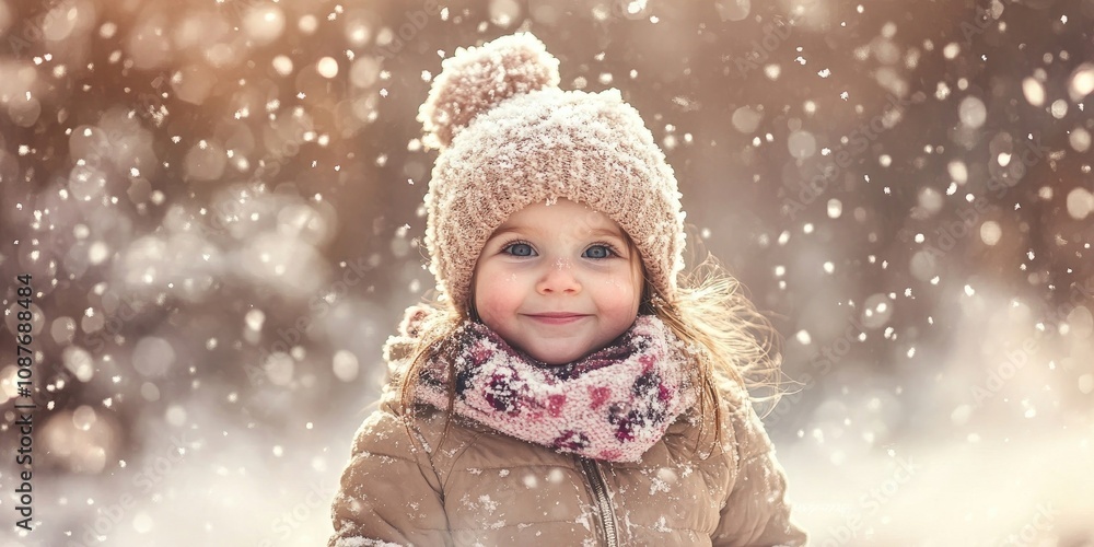 Joyful little girl enjoying playful moments in a beautiful winter park surrounded by soft snowfall, capturing the essence of fun and winter delights in the serene landscape. Joyful little girl enjoying playful moments in a beautiful winter park surrounded by soft snowfall, capturing the essence of fun and winter delights in the serene landscape.