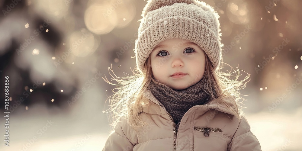 Adorable little girl dressed in a stylish winter outfit, complete with a cozy hat and a warm jacket, showcasing a delightful winter wardrobe perfect for cold days. Adorable little girl dressed in a stylish winter outfit, complete with a cozy hat and a warm jacket, showcasing a delightful winter wardrobe perfect for cold days.