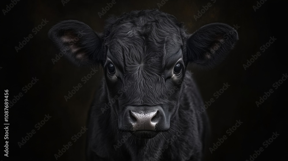 Close Up Portrait of a Black Calf with Big Eyes Close Up Portrait of a Black Calf with Big Eyes