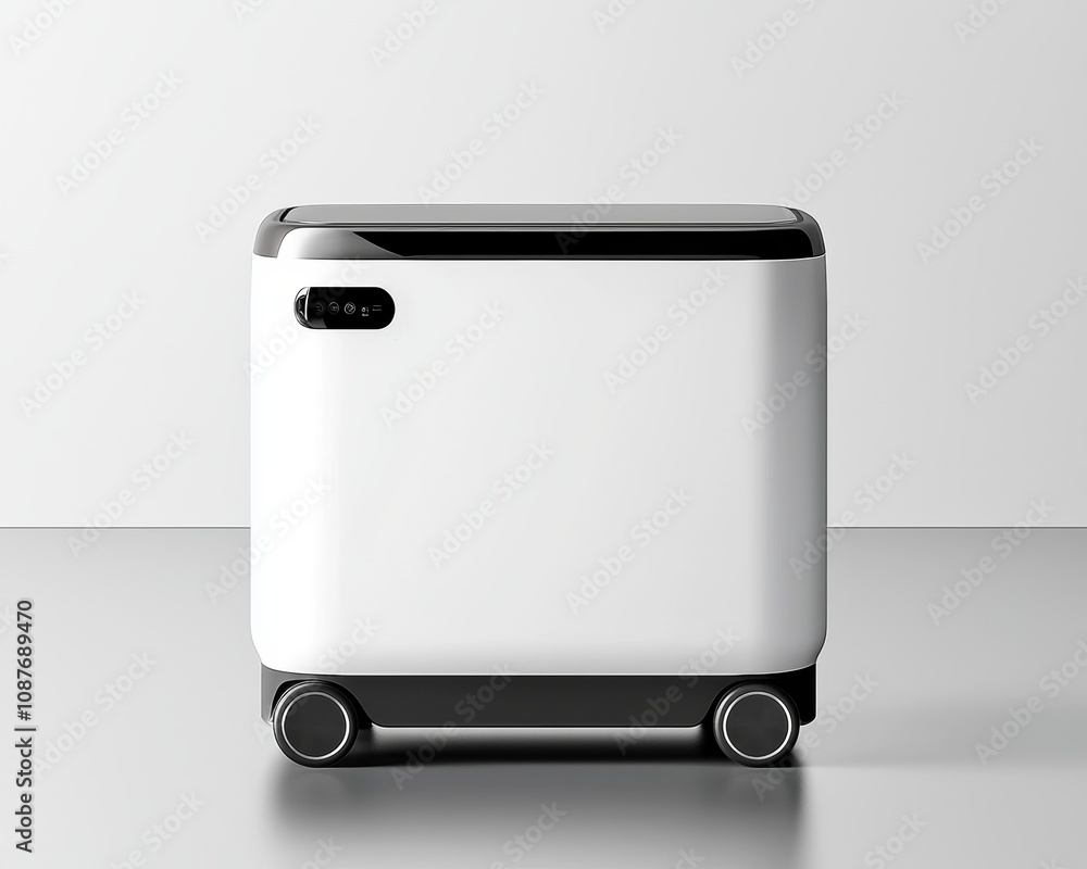 A sleek, modern portable cooler featuring a white body and black accents, designed for convenience with wheels for easy mobility. A sleek, modern portable cooler featuring a white body and black accents, designed for convenience with wheels for easy mobility.