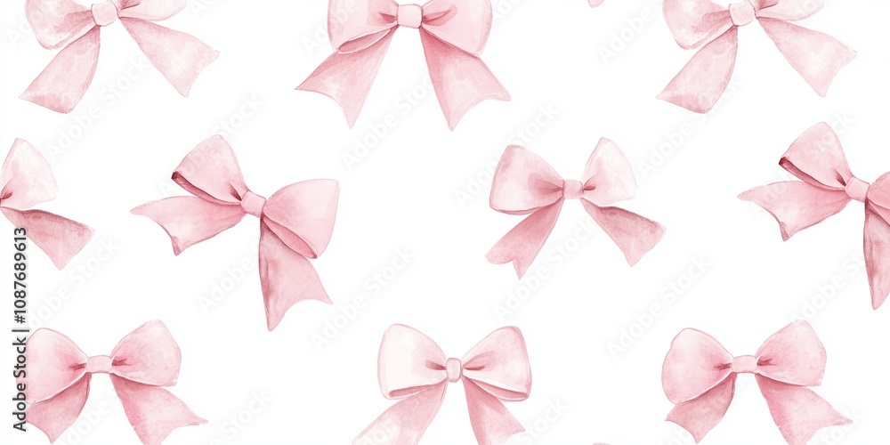 Watercolor light pink bows on a white background Watercolor light pink bows on a white background