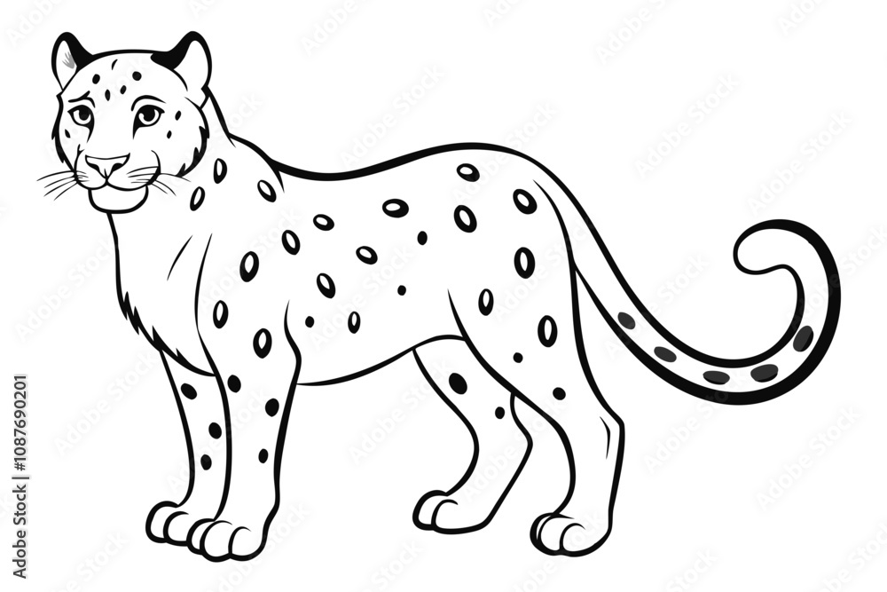 Elegant Line Silhouette Drawing of a Snow Leopard Minimalist Animal Art Elegant Line Silhouette Drawing of a Snow Leopard Minimalist Animal Art