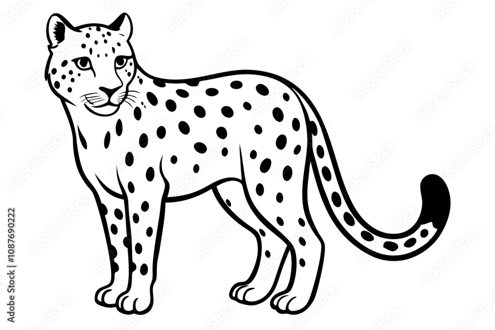 Elegant Line Silhouette Drawing of a Snow Leopard Minimalist Animal Art Elegant Line Silhouette Drawing of a Snow Leopard Minimalist Animal Art
