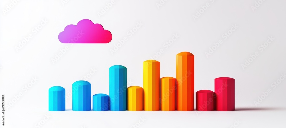 Fototapeta premium Market Share Analysis of Leading Global Cloud Service Providers 2024 with Vibrant Bar Chart Design