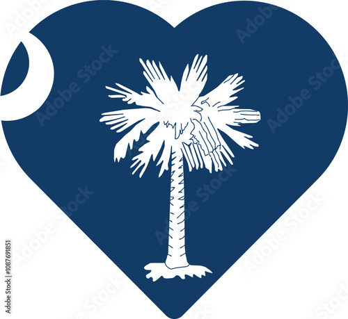 Heart shaped printable vector flag of the United States of America federal state of SOUTH CAROLINA