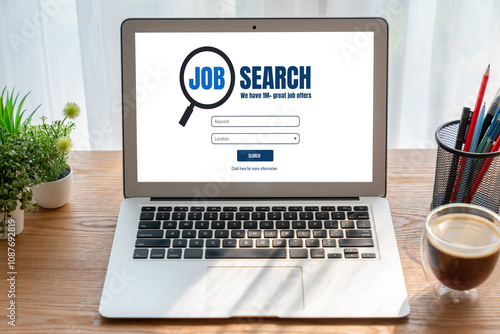 Online job search on modish website for worker to search for job opportunities on the recruitment internet network