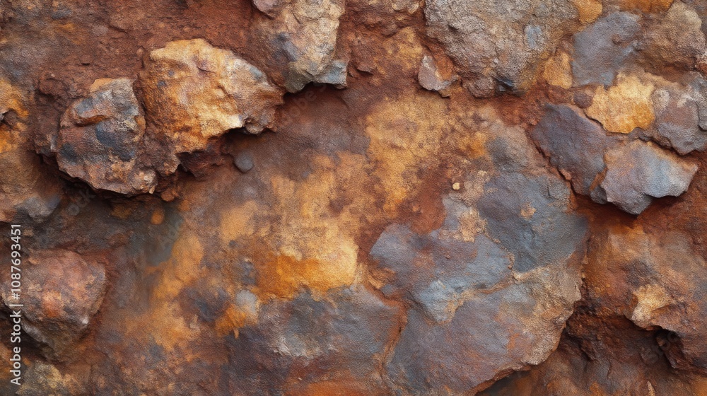 Close-up of a Rugged Rock Formation with Earthy Tones Close-up of a Rugged Rock Formation with Earthy Tones